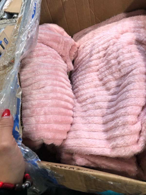 Photo 1 of *****ONLY 2 THROW***MISSING PIECES*** Buryeah Flannel Throw Blanket Bulk 50 x 60 in Sleepover Blankets Outdoor Wedding Throw Lightweight, Oeko-TEX Standard 100 Certified for Sofa Donation Homeless Gifts(Light Pink)