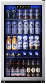 Photo 1 of Beverage Refrigerator, 180 Can Under Counter Fridge, Stainless Steel Beer Fridge for Built-in & Freestanding, Outdoor Refrigerator for Soda, Beer, Wine (Black)