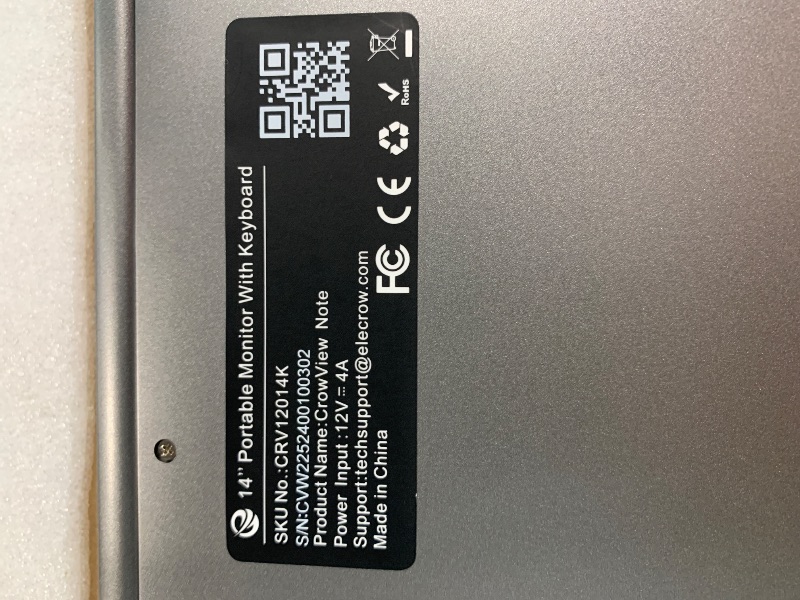 Photo 1 of *********  S/N CVW2252400100302   ********ELECROW Portable Monitor with Keyboard, 14 Inch Lapdock Display with Built-in Battery & RPi5 Adapter, 1080P FHD IPS USB C Computer Monitors Compatible with Raspberry Pi, PC, Phone, Mac, Game Console