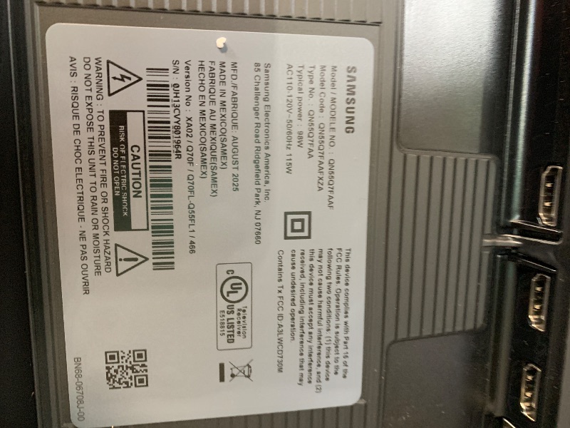 Photo 1 of ***** S/N  0JH13CVY801964R    ******* Samsung 55-Inch Class QLED Q7F Series Samsung Vision AI Smart TV (2025 Model