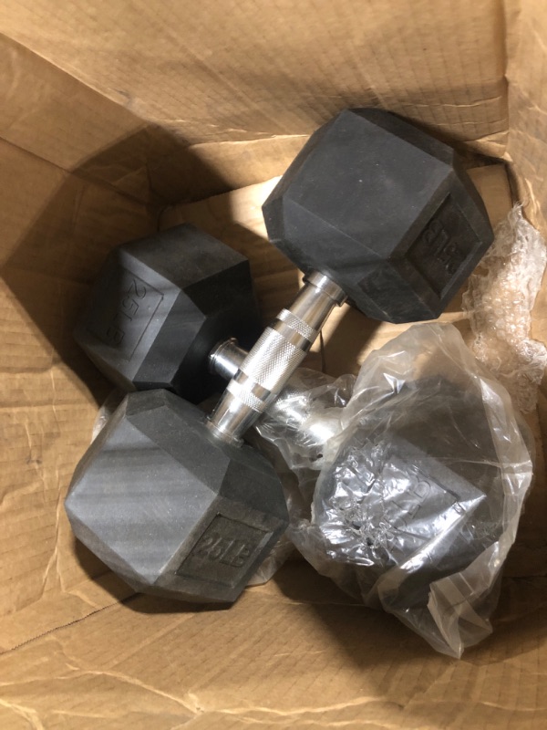 Photo 1 of ****** SET OF 2 **** Amazon Basics Rubber Hex Dumbbell Hand Weight, 25 Pounds, Black