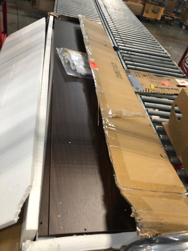 Photo 1 of  **** STOCK PHOTO 3 ******** ****** NO DRAWERS *******  NELYE Glass Door Storage Cabinet - 71" Tall File Bookcase with Adjustable Shelf, 5-Tier Freestanding Enclosed Cupboard-Style Bookshelf in Dark Walnut, 