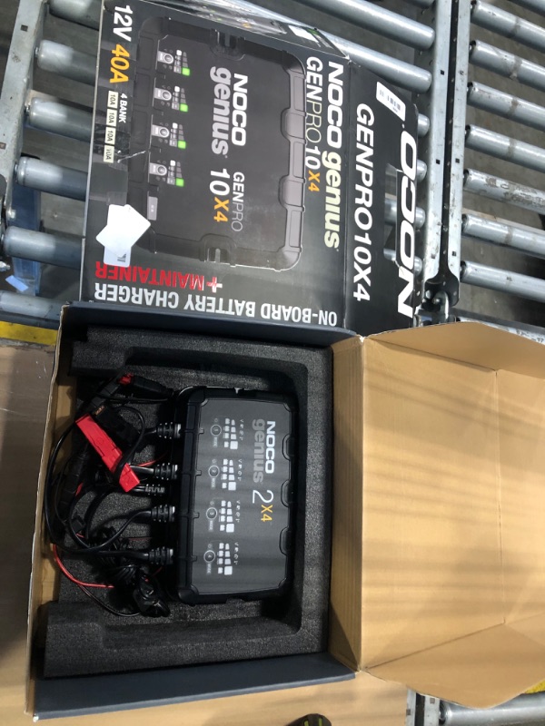 Photo 1 of ********  S/N NG1950X18X1124092663   ******** NOCO Genius GENPRO10X4: 4-Bank, 40A Onboard Battery Charger - 10A Per Bank, 12V Waterproof Marine Charger with Overcharge Protection & Temperature Compensation – for Lead-Acid & Lithium Batteries