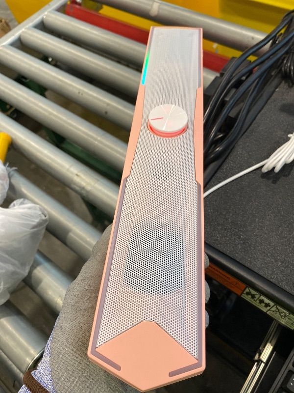 Photo 1 of *Minor Damaged* Computer Speakers for Pc Desktop with Clear Sound, Flowing LED PC Speaker for Computer Desktop Laptop Monitor, Bluetooth & USB Input - Pink