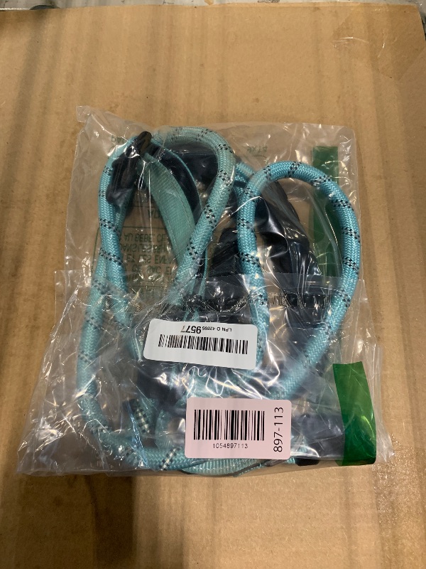 Photo 1 of ** A LITTLE DIRTY ** Ladoogo Reflective Dog Collar Padded with Soft Neoprene Breathable Adjustable Nylon Dog Collars for Small Medium Large Dogs (Medium (Pack of 1), Blue Collar+Leash)