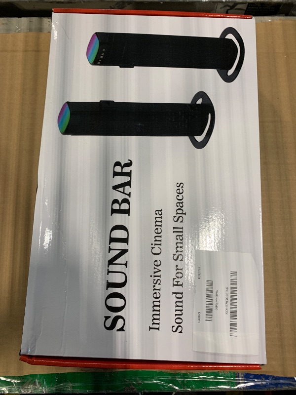 Photo 1 of ** NO REMOTE CONTROL ** Sound Bar,100W Sound Bar for Smart TV with 3 RGB Lights Modes, Bluetooth 5.3, ARC/Opt/AUX Connect, Detachable 2-in-1 Speaker, 3 Equalizer Modes, Bass Surround Soundbar for TV/PC/Gaming/Projectors