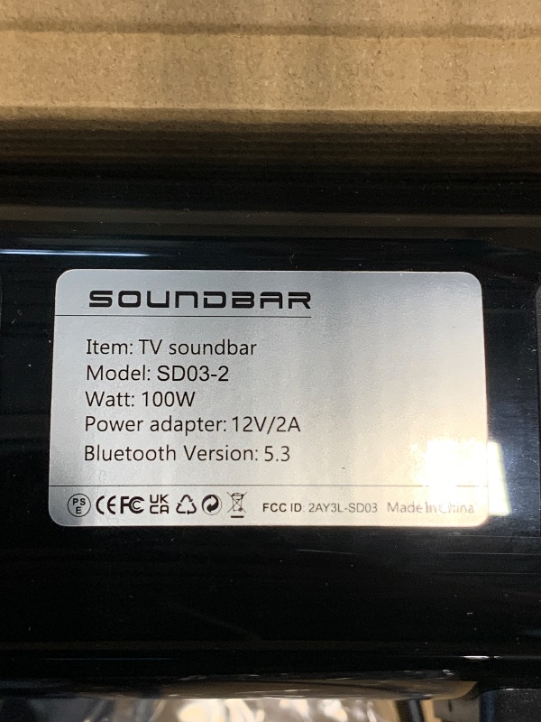 Photo 1 of ** NO REMOTE CONTROL ** Sound Bar,100W Sound Bar for Smart TV with 3 RGB Lights Modes, Bluetooth 5.3, ARC/Opt/AUX Connect, Detachable 2-in-1 Speaker, 3 Equalizer Modes, Bass Surround Soundbar for TV/PC/Gaming/Projectors