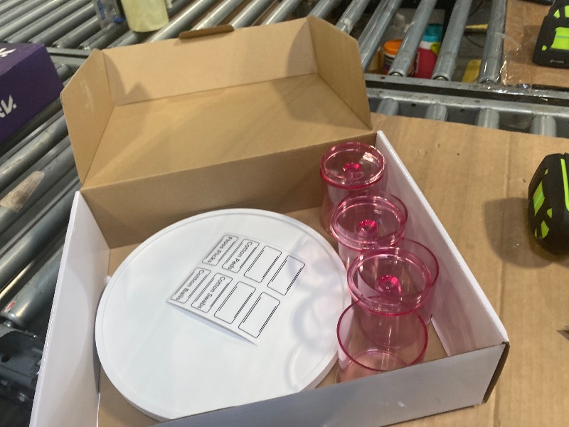 Photo 1 of ***1 container missing*** Tbestmax 4 pcs Qtips Holder Bathroom Container, 10 OZ Apothecary Jar, Pink Cotton Ball/Swabs Dispenser Organizer for Storage