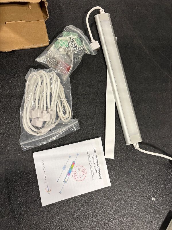 Photo 1 of **MISSING SEVERAL PIECES**
Smart Under Cabinet Lighting Strip Lights White and Multi Color Work With Amazon Alexa Google Home Dimmable for Show Case, TV Back Lights, Kitchen Counter, Book Case, Under Bed (3 Lights Bar kit)
