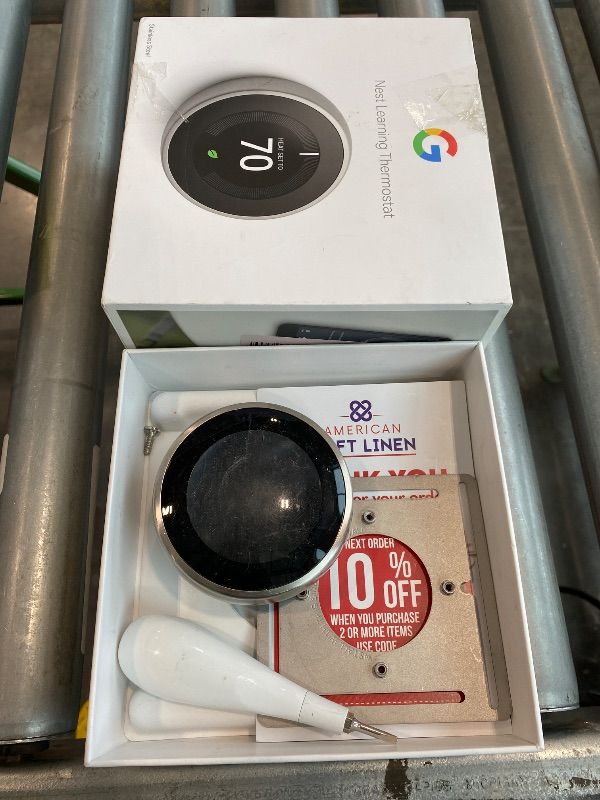 Photo 1 of *Major Damaged*
Google Nest Learning Thermostat - Programmable Smart Thermostat for Home - 3rd Generation Nest Thermostat - Works with Alexa - Stainless Steel