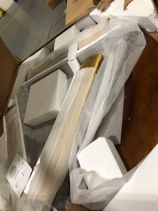 Photo 1 of ***POSSIBLY MISSING HARDWARE*** NTC Tribase 47 Inch Modern Design, Round Dinner Table for Dining Room, Living Room Furniture, Effortless Assembly, Dark Walnut