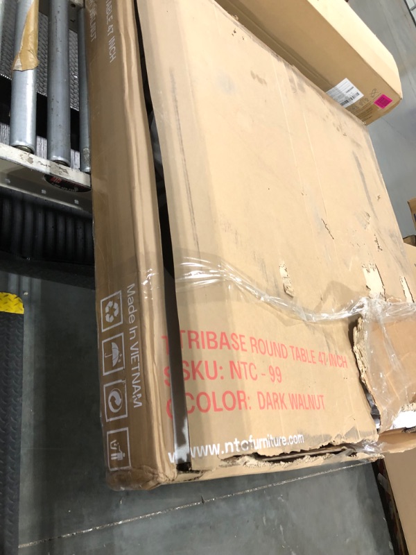 Photo 1 of ***POSSIBLY MISSING HARDWARE*** NTC Tribase 47 Inch Modern Design, Round Dinner Table for Dining Room, Living Room Furniture, Effortless Assembly, Dark Walnut