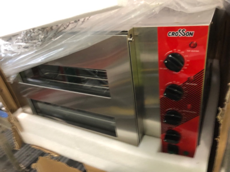 Photo 1 of ***UNABLE TO TEST, REQUIRES NEMA6 ADAPTER*** CROSSON Commercial Double Deck 18 Inch Countertop Electric Pizza Oven with 15mm Thick Pizza Stone, Indoor Pizza Bakery Oven for Commercial Use Only,240V/4500W