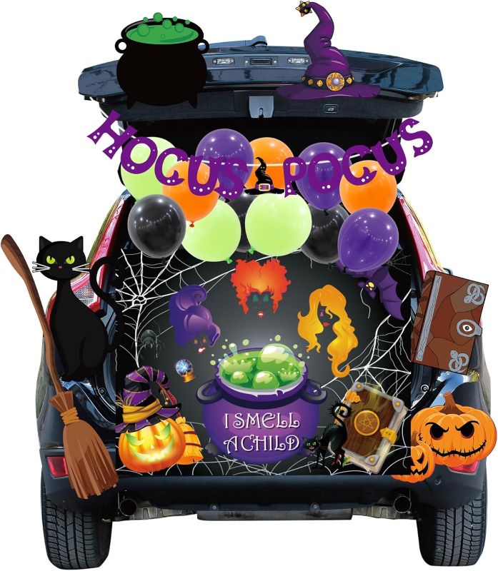 Photo 1 of ***STOCK IMAGE, ITEM/ COLOR MAY VARY***Halloween Trunk or Treat Decorations Kit with Mysterious Letter Banner, Cardboards, and Twinkle Lights for Suv Car Archway Garage Door Party Decorations