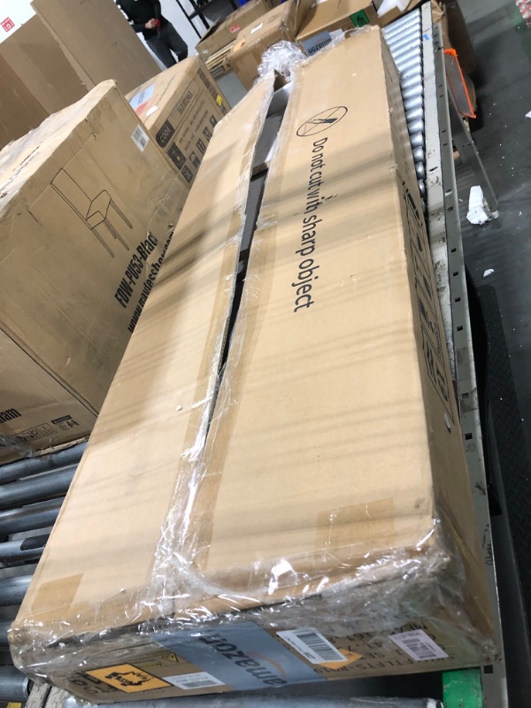 Photo 1 of ** VERY USED/ UNTESTED /MISSING PARTS***** DWVO Farmhouse TV Stands for Living Room, Entertainment Center with Storage, TV Stand for 65 Inch TV with Double Barn Doors & Storage Cabinets, Rustic TV Cabinet Media Console, Espresso & Grey White