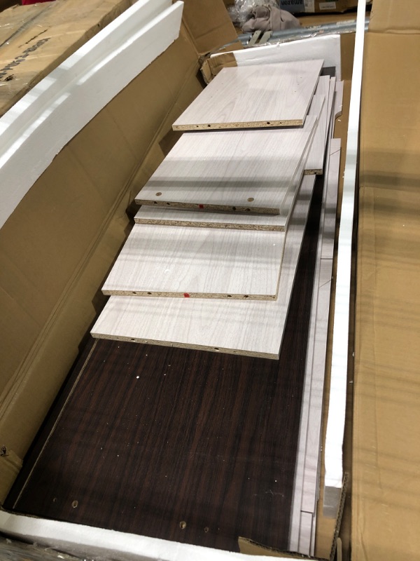 Photo 1 of ** VERY USED/ UNTESTED /MISSING PARTS***** DWVO Farmhouse TV Stands for Living Room, Entertainment Center with Storage, TV Stand for 65 Inch TV with Double Barn Doors & Storage Cabinets, Rustic TV Cabinet Media Console, Espresso & Grey White