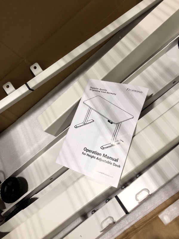 Photo 1 of ** USED / UNTESTED*** Fromann Electric 3 Tier Legs Dual Motor Standing Desk Frame Sit Stand up Height Adjustable Desk Base for Home and Office (White)