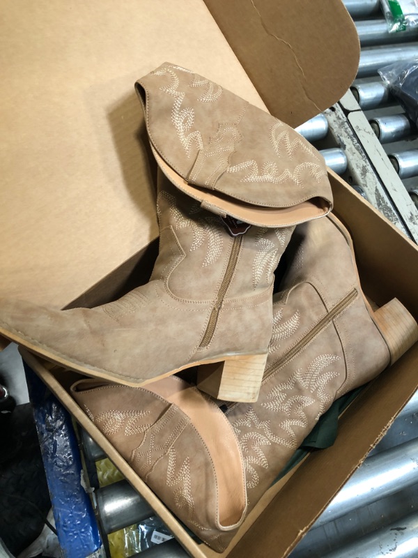 Photo 1 of ** VERY USED*IUV Cowboy Boots For Women Wide Width Knee High Western Cowgirl Boots Snip Toe Side Zipper Chunky Heel