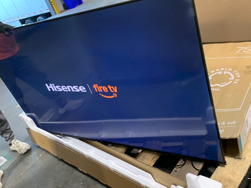 Photo 1 of ** USED***Hisense 75" E6 Cinema Series QLED 4K UHD Smart Fire TV (75E6QF, 2025 Model) - QLED, AI Light Sensor, Dolby Vision · Atmos, Voice Remote with Alexa, Motion Rate 120, HDR 10+ Adaptive, Game Mode Plus