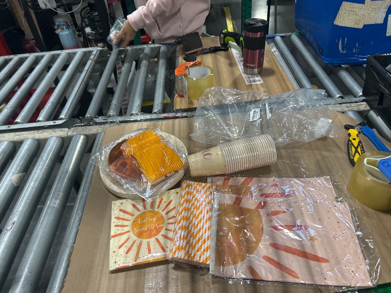 Photo 1 of ****SIMILAR ITEM****Xigejob First Trip Around The Sun Birthday Decorations Tableware - Boho Sunshine Sun 1st Birthday Party Supplies, Paper Plate, Cup, Napkin, Tablecloth, Disposable Cutlery | Serves 24