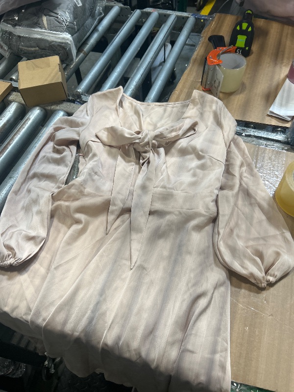 Photo 1 of *****SIMILAR ITEM ****
KILIG Women's Silky Satin Long Sleeve Tie Front Flowy Formal Wedding Guest Cocktail Party Evening Dresses(Pink01,Large)