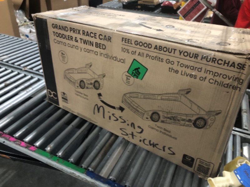 Photo 1 of ***MISSING STICKERS, 3 OF 4 WHEEL COVERS*** Delta Children Grand Prix Race Car Toddler-to-Twin Bed, Red