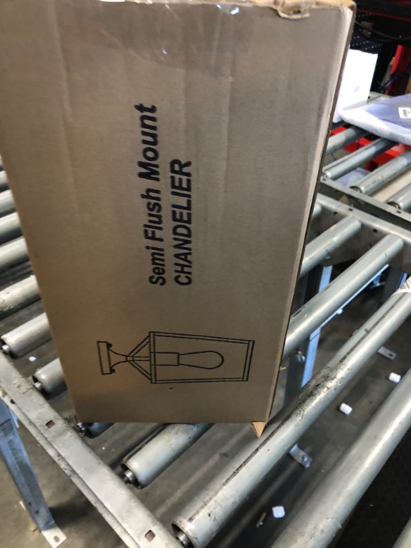 Photo 1 of ?Upgraded?Semi Flush Mount Ceiling Light, Black Industrial Ceiling Light Fixtures, Farmhouse Light Fixture for Hallway Stairway Garage Living Room Dining Room Balcony?Not waterproof, Not for Outdoor?