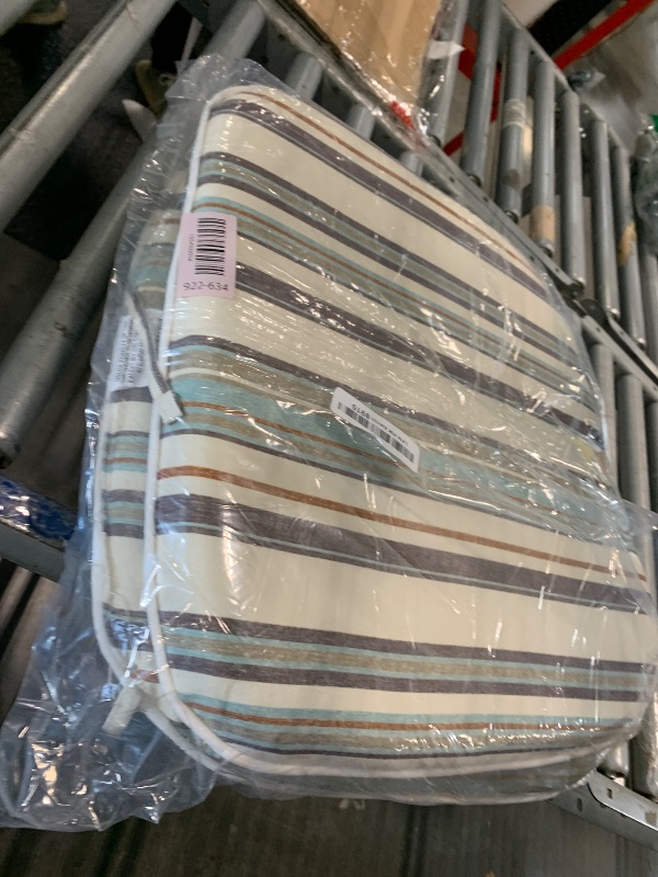Photo 1 of ***SET OF 2 ONLY*** TWLEAR Indoor/Outdoor Chair Cushions 16x17 Inch, Patio Chair Cushions with Ties, All Weather Seat Cushions for Patio Furniture Home Garden Chair Use, Set of 4,Stripe Onyx