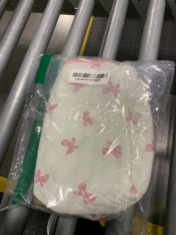 Photo 1 of ****PARTIAL SET**** ***ONLY ONE BAG***** Makeup Bag Set, Quilted Makeup Bag Set, Large Floral Cosmetic Bag for Women, Cute Cotton Makeup Bags, Flower Travel Toiletry Organizer Bag (White Pink Bow Tie)