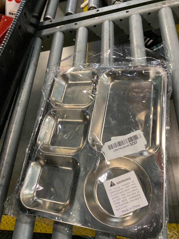 Photo 1 of *****ONLY ONE***** ICSTM Stainless Steel Divided Plates,Stainless Steel Rectangular Divided Plates Tray, 5 Sections Dinner Plates for Adults,Picky Eaters, Campers, and Portion Control (2, 12")