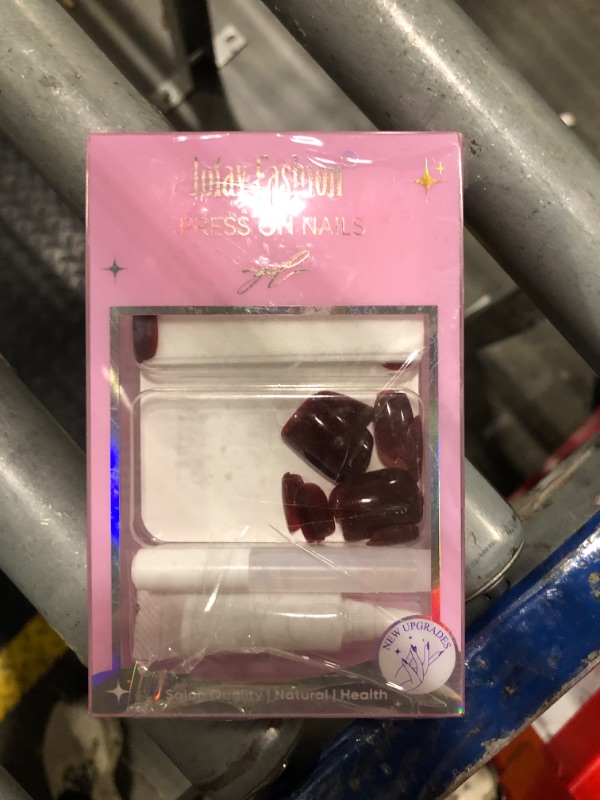 Photo 1 of ** USED ** Press On Nails Short - Jofay Fashion Acrylic Press On Nails Red, Square Glue On Nails with Nail Glue, Fit Perfectly & Natural Stick On Nails in 16 Sizes - 32PCS Soft Gel Kit, Wine Red