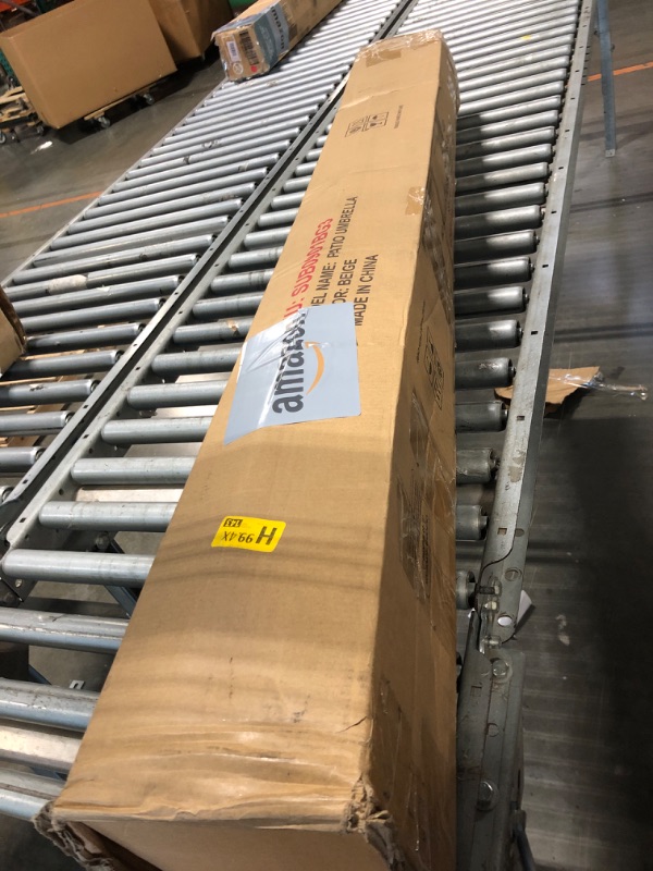 Photo 1 of ** BRAND NEW ITEM** Sundale Outdoor Solar 80 LED 9 ft Patio Umbrella with Sand Bag Umbrella Base, Outdoor Umbrella with Tilt and Crank Beige