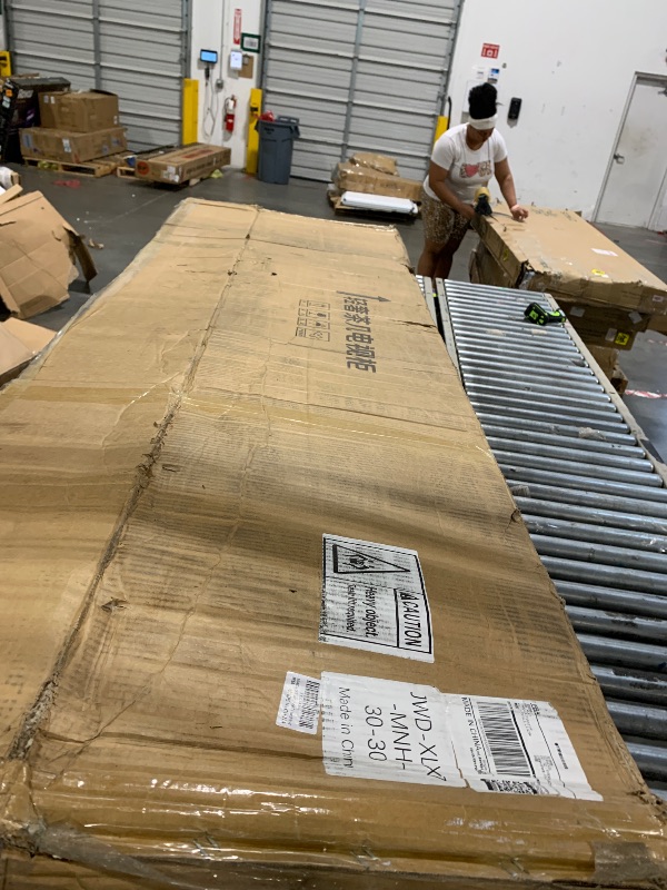 Photo 1 of **MINOR DAMAGE**
JIAWORLDER TV Stand for TVs up to 85 Inch, Modern Entertainment Center with Storage Cabinet and 4 Drawers, TV Media Console Table, Black TV Stand for Living Room Bedroom, Easy Assembly (Legs Only)