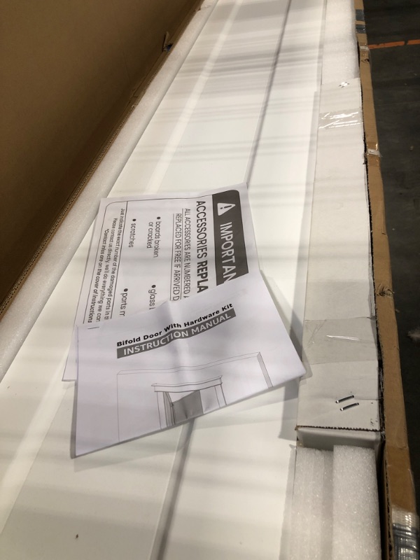Photo 1 of (FOR PARTS) SMARTSTANDARD 48" x 80" Bifold Closet Doors, 1-Panel Paintable White Primed Bi-fold Door, Interior Door with Hardware Kits, 46 4/5"*78 2/5" Two Sides Molded Design, Pre-drilled Doors