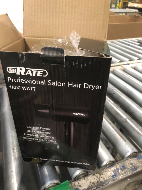 Photo 1 of *Untested*
SHRATE Lightweight Ionic Hair Dryer with Diffuser - Powerful 1800W Blow Dryer for Fast Drying - Professional Low Noise Mini Hair Dryer for Travel, Gifts, Hair Styling (Black)