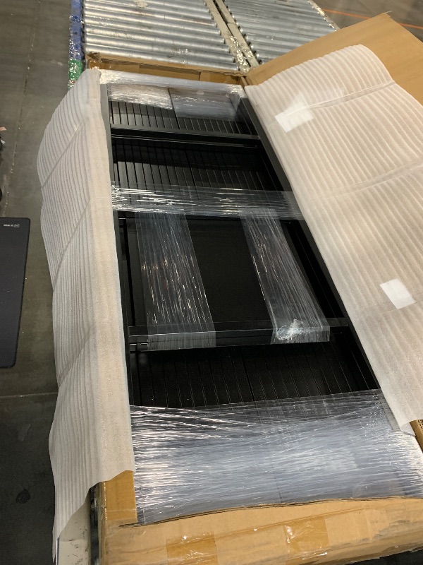 Photo 1 of *****MISSING PARTS******Bellemave Twin Size Triple Bunk Bed for 3 Kids, Heavy Duty Metal Triple Bunk Bed with Safety Fence, Heavy Duty Triple Beds for Kids, Teens, Black