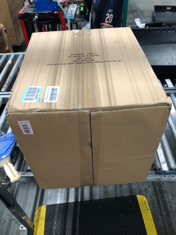 Photo 1 of ** CRACKED*** WELLAND Solid Teak Live Edge End Table,18" L x 18" W x 20" H Uniquie Side Table, Small Accent Table, Plant Stand for Living Room, Bedroom, Home Office