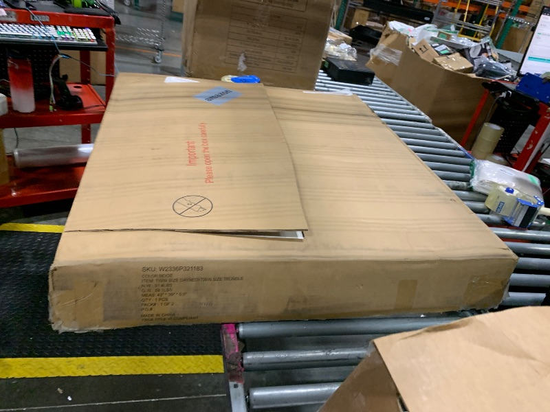 Photo 1 of ** MINOR DIRT MARKS ABD LINE ON BACK PART ** Lexicon Upholstered Daybed with Trundle, Textured Fabric Twin Day Bed Frame with Backrest and Wood Slat Support, Twin Trundle Daybed Sofa Bed for Bedroom Guest Room, No Box Spring Needed, Beige