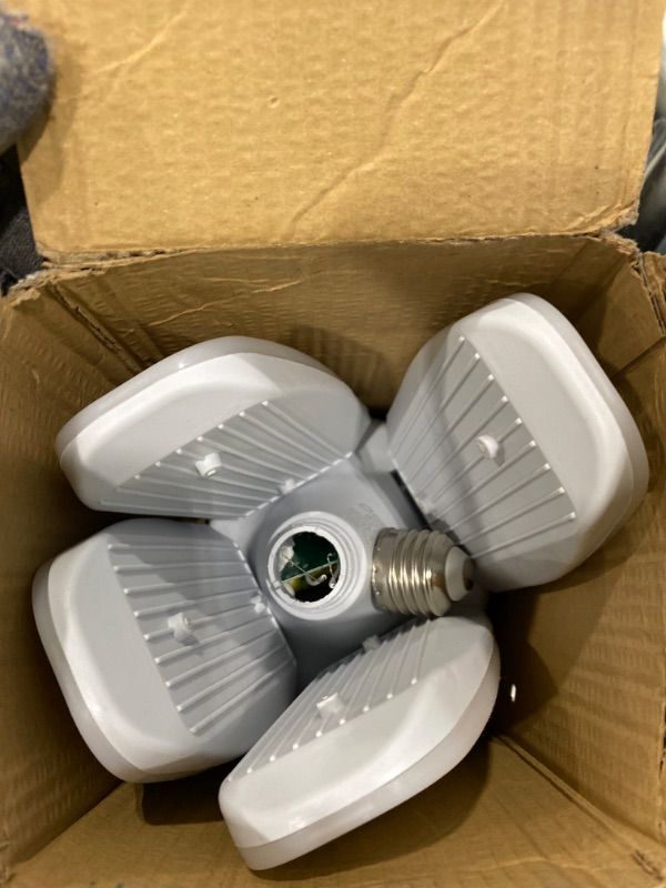 Photo 1 of ***MAJOR DAMAGE*** ***READ CLERK NOTES*** LED Garage Light,500 Watt Equivalent 6500K,Cool Daylight White LED Area Light,E26/E27 Medium Base,for Outdoor Factory Warehouse Barn Backyard and More,Super Bright