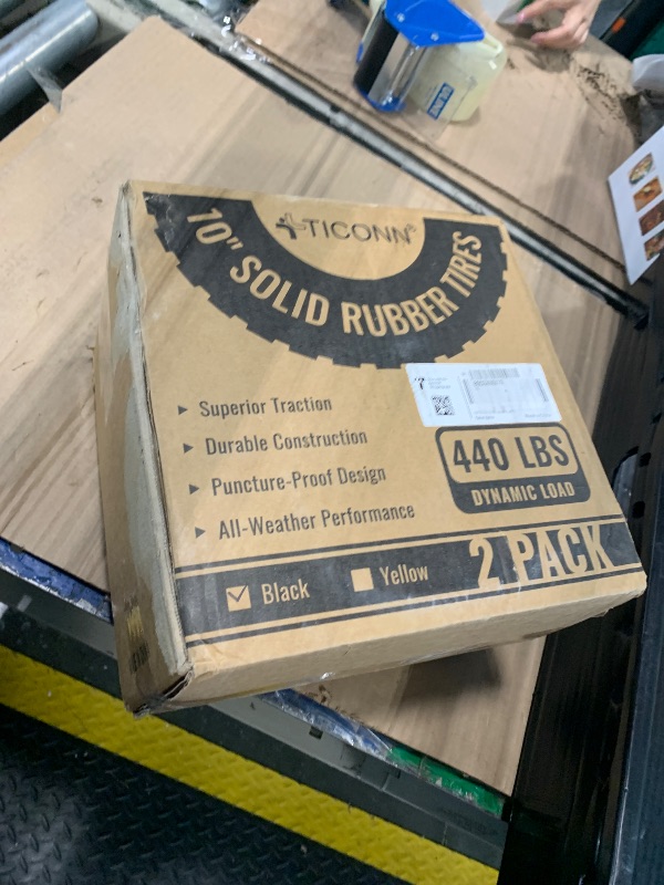 Photo 1 of **Similar To Photo** (2-Pack) 10-Inch Solid Rubber Tire Wheels - Replacement 4.10/3.50-4" Flat Free Tire with 5/8" Bearings, 2.2" Offset Hub - Compatible with Hand Truck, Wheelbarrow, Dolly, Gorilla Carts