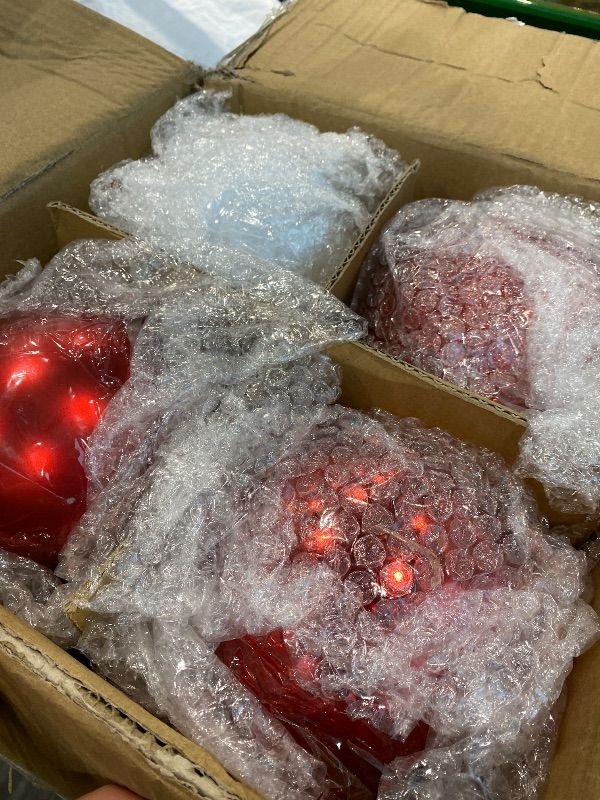 Photo 1 of **MINOR DAMAGE**
8 Pack Large Christmas Ornaments Balls 6 Inch Jumbo Big Glitter Hanging Balls Red and White Candy Plastic Giant Oversized Christmas Ornament for Indoor Party Outdoor Xmas Tree Decor(Vivid)