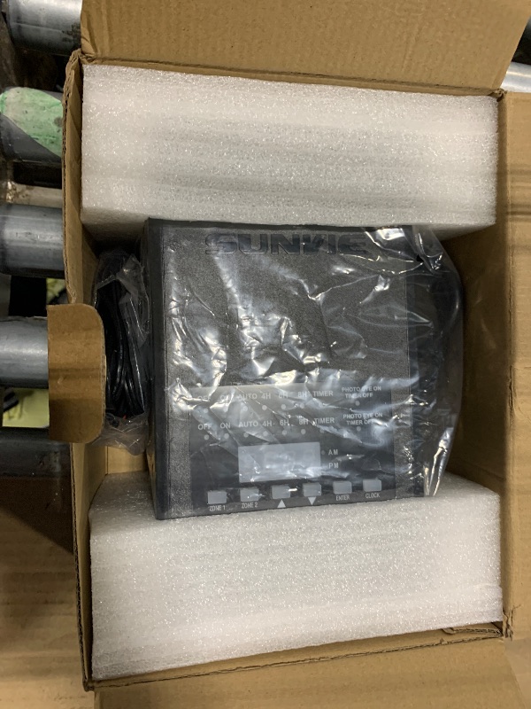 Photo 1 of *Damaged item scratched* SUNVIE 300W Low Voltage Landscape Transformer with 2 Independent Control Output Landscape Lighting Transformer with Timer and Photocell Sensor 120V AC to 12/14V AC Weatherproof Low Voltage Transformer