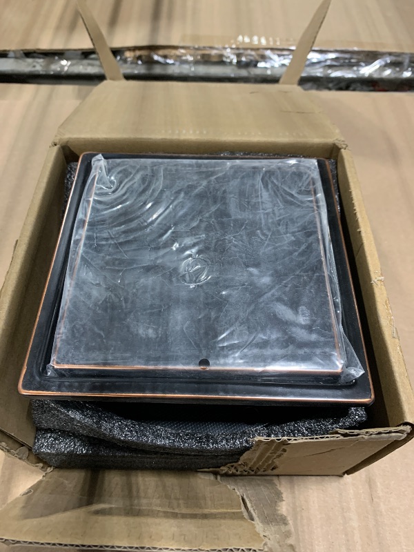 Photo 1 of *** VERY USED *** ELLO&ALLO 6 Inch Square Shower Drain Black Floor Drain with Flange Reversible 2-in-1 Cover Tile Insert Grate Removable SUS304 Stainless Steel Oil Rubbed Bronze