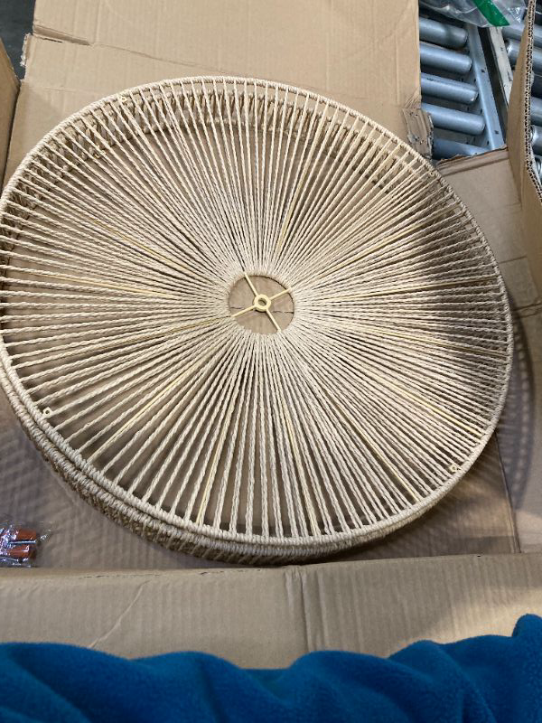 Photo 1 of ***MISSING PARTS*** ELYCCUPA 24” Boho Hand Woven Rattan Cage Pendant Light Large Matte Black Adjustalble Farmhouse Chandelier for Dining Room Living Room Kitchen Hallway, UL Listed