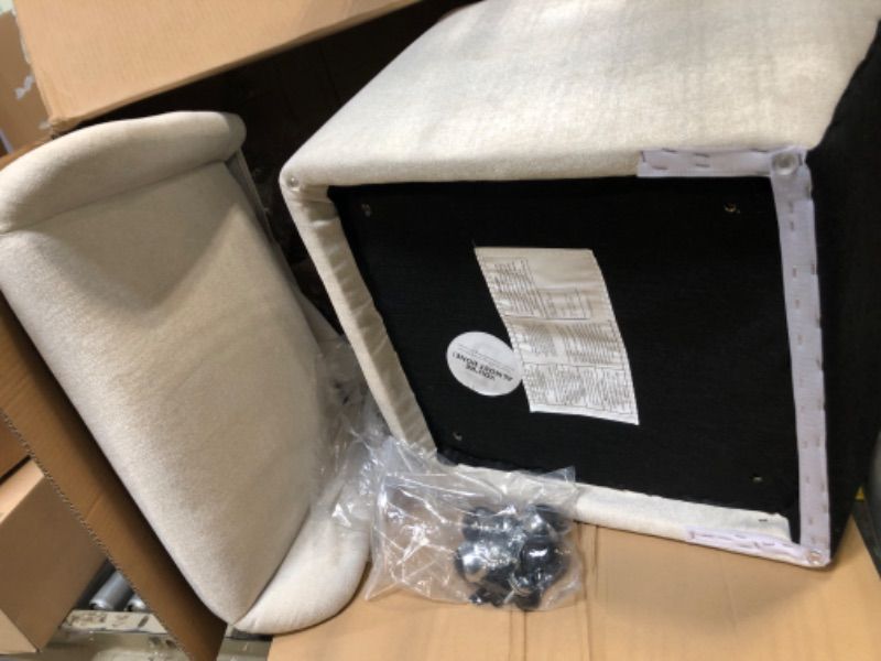 Photo 1 of *****1 DINNING CHAIR ONLY**** KISLOT Upholstered Dining Chairs Set of 2 with Casters, Wingback Modern Side Armless Deskchair with Rollers for Diningroom Bedroom Livingroom Reading Room, Cream Beige Fabric