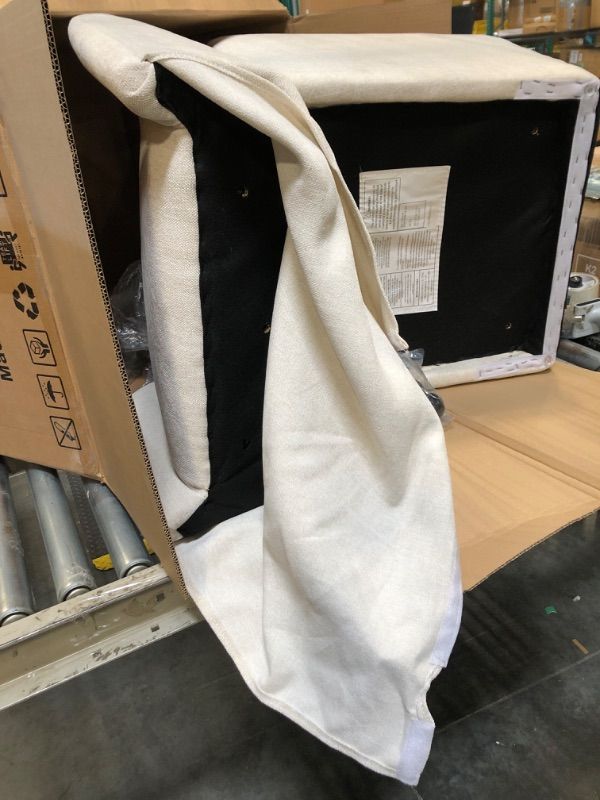 Photo 1 of *****1 DINNING CHAIR ONLY**** KISLOT Upholstered Dining Chairs Set of 2 with Casters, Wingback Modern Side Armless Deskchair with Rollers for Diningroom Bedroom Livingroom Reading Room, Cream Beige Fabric