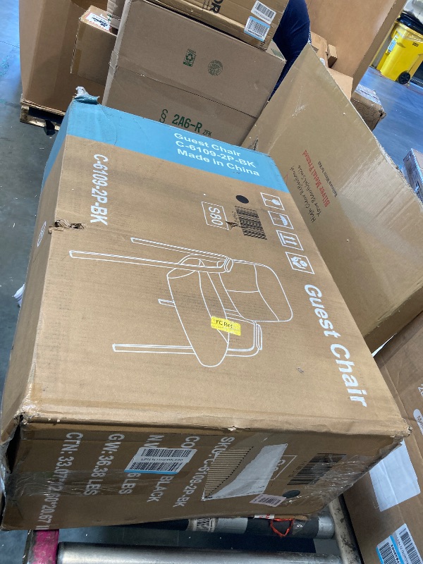 Photo 1 of ***PARTIAL SET, SET OF 2*** Sweetcrispy Office Reception Guest Waiting Room Chairs Set of 4, Leather Stationary Chair No Wheels with Padded Arms for Elderly Desk Conference Room Lobby, Inky