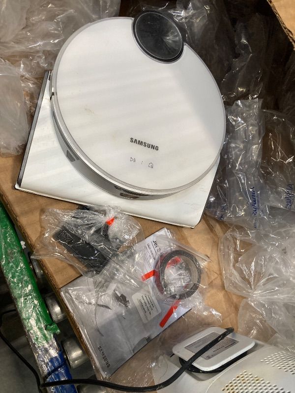 Photo 1 of ****MINOR SCRATCHES, DIRTY IN GOOD CONDITION****
SAMSUNG Jet Bot AI+ Robot Vacuum Cleaner w/ Object Recognition, Intelligent Cleaning, Clean Station, 5-Layer Filter, Touchless Dust Removal for Hardwood Floors, Carpets, VR50T95735W, White