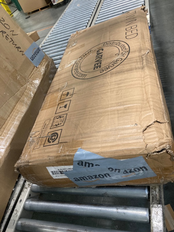 Photo 1 of ****POSSIBLY MISSING HARDWARE*** GarveeHome Twin Size Bed Frame with Adjustable Headboard and 2 Storage Drawers, Soft Upholstered Platform Bed Frames with Wooden Slats Support, No Box Spring Needed, Dark Grey