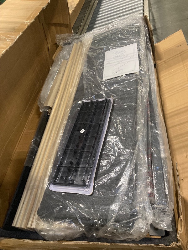 Photo 1 of ****POSSIBLY MISSING HARDWARE*** GarveeHome Twin Size Bed Frame with Adjustable Headboard and 2 Storage Drawers, Soft Upholstered Platform Bed Frames with Wooden Slats Support, No Box Spring Needed, Dark Grey